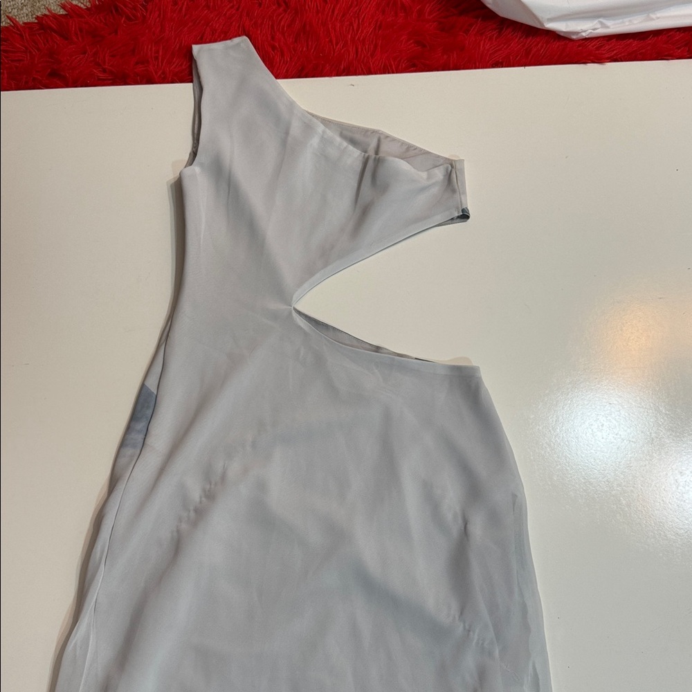 Peppermayo One Shoulder White and Green Dress - Picture 3 of 4